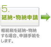 延納・物納申請　相続税を延納・物納する場合、新生手続をします。